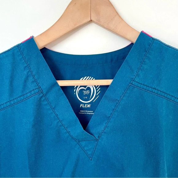 Health Pro Flex Teal Scrub Top  Large - Picture 3 of 6